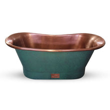 Load image into Gallery viewer, Coppersmith Creations Blue-Green Patina Antique Copper Bath, Roll Top Blue-Green Patina Copper Bathtub - 1700x690mm