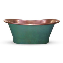 Load image into Gallery viewer, Coppersmith Creations Blue-Green Patina Antique Copper Bath, Roll Top Blue-Green Patina Copper Bathtub - 1700x690mm
