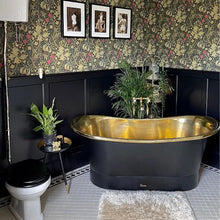 Load image into Gallery viewer, Coppersmith Creations Brass Bateau Bath, Roll Top Black Brass Bathtub - 1700x690mm