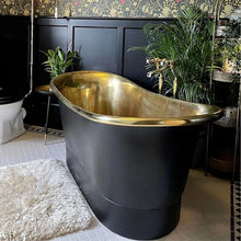 Load image into Gallery viewer, Coppersmith Creations Brass Bateau Bath, Roll Top Black Brass Bathtub - 1700x690mm