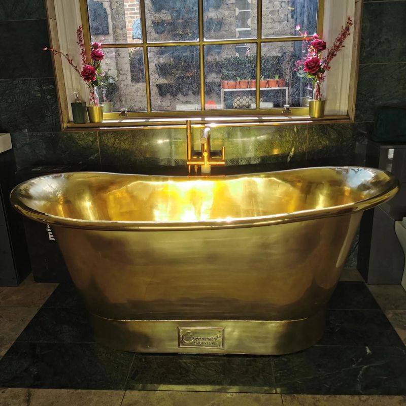 Coppersmith Creations Brass Bateau Bath, Roll Top Brass Bathtub - 1700 ...