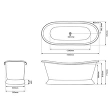 Load image into Gallery viewer, Coppersmith Creations Brushed Brass Bateau Bath, Roll Top Brushed Brass Bathtub - 1680x725mm