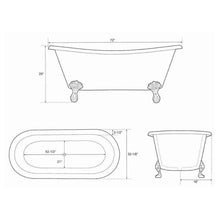 Load image into Gallery viewer, Coppersmith Creations Clawfoot Brass-Nickel Bath, Roll Top Brass-Nickel Bathtub - 1830x815mm