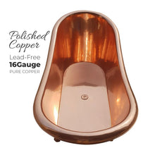 Load image into Gallery viewer, Coppersmith Creations Clawfoot Copper Bath, Roll Top Matt White Copper Bathtub - 1830x815mm