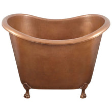 Load image into Gallery viewer, Coppersmith Creations Clawfoot Soaking Copper Bath, Roll Top Hammered Copper Soaking Bathtub - 1220x815mm