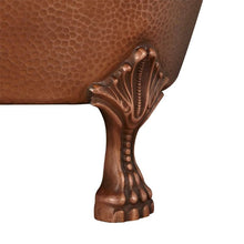 Load image into Gallery viewer, Coppersmith Creations Clawfoot Soaking Copper Bath, Roll Top Hammered Copper Soaking Bathtub - 1245x795mm