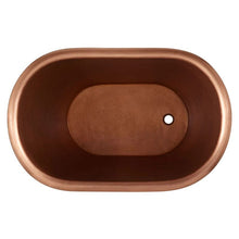 Load image into Gallery viewer, Coppersmith Creations Clawfoot Soaking Copper Bath, Roll Top Hammered Copper Soaking Bathtub - 1245x795mmCoppersmith Creations Clawfoot Soaking Copper Bath, Roll Top Hammered Blue-Green Patina Copper Soaking Bathtub - 1245x795mm