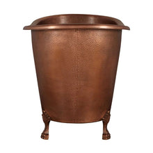 Load image into Gallery viewer, Coppersmith Creations Clawfoot Soaking Copper Bath, Roll Top Hammered Copper Soaking Bathtub - 1245x795mm
