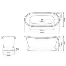 Load image into Gallery viewer, Coppersmith Creations Copper-Nickel Bateau Bath, Roll Top Copper-Nickel Bathtub - 1680x725mm