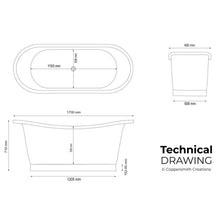 Load image into Gallery viewer, Coppersmith Creations Copper-Nickel Bateau Bath, Roll Top Double Slipper Copper-Nickel Bathtub - 1700x690mm