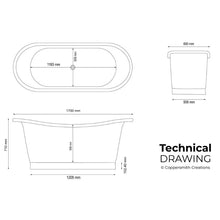 Load image into Gallery viewer, Coppersmith Creations Copper Bateau Bath, Roll Top Copper Bathtub - 1700x690mm