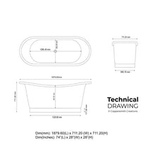 Load image into Gallery viewer, Coppersmith Creations Copper Bateau Bath, Roll Top Copper Bathtub - 1890x712mm