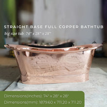 Load image into Gallery viewer, Coppersmith Creations Copper Bateau Bath, Roll Top Copper Bathtub - 1890x712mm