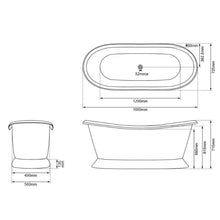 Load image into Gallery viewer, Coppersmith Creations Copper Bath, Roll Top Black Copper Bathtub - 1680x725mm