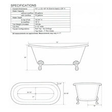 Load image into Gallery viewer, Coppersmith Creations Double Slipper Antique Copper-Nickel Bath, Roll Top Copper-Nickel Bathtub - 1830x813mm