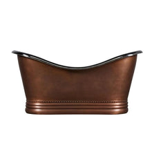 Load image into Gallery viewer, Coppersmith Creations Double Slipper Antique Copper-Nickel Bath, Roll Top Hammered Copper-Nickel Bathtub - 1830x815mm