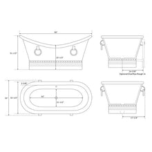 Load image into Gallery viewer, Coppersmith Creations Double Slipper Antique Copper Bath, Roll Top Hammered Copper Bathtub With Rings - 1677x825mm
