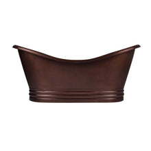 Load image into Gallery viewer, Coppersmith Creations Double Slipper Dark Antique Copper Bath, Roll Top Dark Hammered Copper Bathtub - 1780x840mm