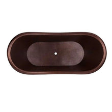 Load image into Gallery viewer, Coppersmith Creations Double Slipper Dark Antique Copper Bath, Roll Top Dark Hammered Copper Bathtub - 1780x840mm