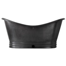 Load image into Gallery viewer, Coppersmith Creations Double Slipper Dark Antique Copper Bath, Roll Top Dark Hammered Copper Bathtub - 1805x840mm
