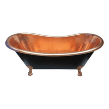Load image into Gallery viewer, Coppersmith Creations Hammered Clawfoot Copper Bath, Roll Top Black Copper Bathtub - 1830x815mm