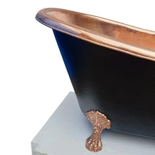 Load image into Gallery viewer, Coppersmith Creations Hammered Clawfoot Copper Bath, Roll Top Black Copper Bathtub - 1830x815mm