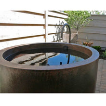 Load image into Gallery viewer, Coppersmith Creations Japanese Style Soaking Copper Bath, Roll Top Hammered Copper Soaking Bathtub - 1145x1145mm