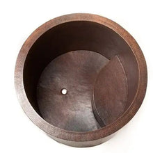 Load image into Gallery viewer, Coppersmith Creations Japanese Style Soaking Copper Bath, Roll Top Hammered Copper Soaking Bathtub - 1145x1145mm
