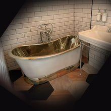 Load image into Gallery viewer, Coppersmith Creations Matt White Nickel Bateau Bath, Roll Top Matt White Nickel Bathtub - 1680x725mm