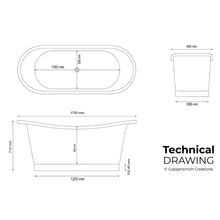 Load image into Gallery viewer, Coppersmith Creations Nickel Bateau Bath, Roll Top Nickel Bathtub - 1700x690mm