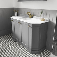 Load image into Gallery viewer, Hudson Reed Old London 4-Door Angled Vanity Unit & 1TH Marble Top Bathroom Basin, Storm Grey - 1000x810mm