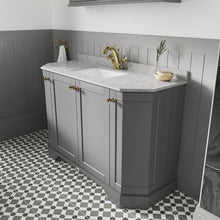 Load image into Gallery viewer, Hudson Reed Old London 4-Door Angled Vanity Unit & 1TH Marble Top Bathroom Basin, Storm Grey - 1000x810mm