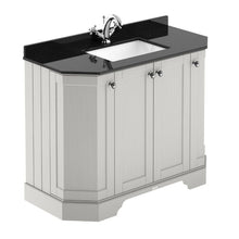 Load image into Gallery viewer, Hudson Reed Old London 4-Door Angled Vanity Unit & 1TH Marble Top Bathroom Basin, Timeless Sand - 1000x810mm Black Marble LOF484