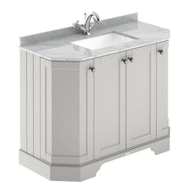 Load image into Gallery viewer, Hudson Reed Old London 4-Door Angled Vanity Unit & 1TH Marble Top Bathroom Basin, Timeless Sand - 1000x810mm Grey Marble LOF482
