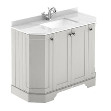 Load image into Gallery viewer, Hudson Reed Old London 4-Door Angled Vanity Unit & 1TH Marble Top Bathroom Basin, Timeless Sand - 1000x810mm White Marble LOF483