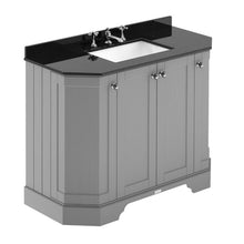Load image into Gallery viewer, Hudson Reed Old London 4-Door Angled Vanity Unit & 3TH Marble Top Bathroom Basin, Storm Grey - 1000x810mm Black Marble LOF285