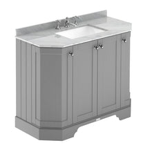 Load image into Gallery viewer, Hudson Reed Old London 4-Door Angled Vanity Unit & 3TH Marble Top Bathroom Basin, Storm Grey - 1000x810mm Grey Marble LOF287