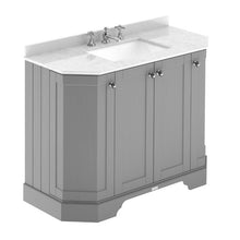 Load image into Gallery viewer, Hudson Reed Old London 4-Door Angled Vanity Unit & 3TH Marble Top Bathroom Basin, Storm Grey - 1000x810mm White Marble LOF286