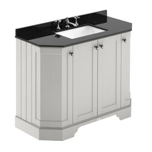 Load image into Gallery viewer, Hudson Reed Old London 4-Door Angled Vanity Unit & 3TH Marble Top Bathroom Basin, Timeless Sand - 1000x810mm Black Marble LOF487