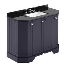 Load image into Gallery viewer, Hudson Reed Old London 4-Door Angled Vanity Unit & 3TH Marble Top Bathroom Basin, Twilight Blue - 1000x810mm Black Marble LOF385