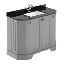 Load image into Gallery viewer, Hudson Reed Old London 4-Door Angled Vanity Unit & Marble Top Bathroom Basin, Floor Mounted Strom Grey - 1036x810mm LOF282 Black Marble Top