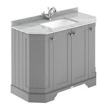 Load image into Gallery viewer, Hudson Reed Old London 4-Door Angled Vanity Unit & Marble Top Bathroom Basin, Floor Mounted Strom Grey - 1036x810mm LOF284 Grey Marble Top