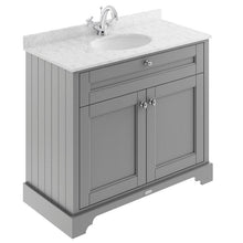 Load image into Gallery viewer, Hudson Reed Old London Bathroom Cabinet Vanity Unit & 1TH Marble Top Bathroom Basin, Storm Grey - 1000x890mm