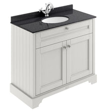 Load image into Gallery viewer, Hudson Reed Old London Bathroom Cabinet Vanity Unit & 1TH Marble Top Bathroom Basin, Timeless Sand - 1000x890mm Black Marble LOF476