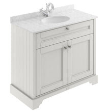 Load image into Gallery viewer, Hudson Reed Old London Bathroom Cabinet Vanity Unit & 1TH Marble Top Bathroom Basin, Timeless Sand - 1000x890mm Grey Marble LOF478