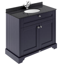 Load image into Gallery viewer, Hudson Reed Old London Bathroom Cabinet Vanity Unit & 1TH Marble Top Bathroom Basin, Twilight Blue - 1000x890mm Black Marble LOF376