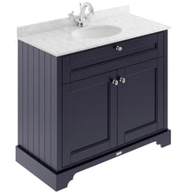 Load image into Gallery viewer, Hudson Reed Old London Bathroom Cabinet Vanity Unit & 1TH Marble Top Bathroom Basin, Twilight Blue - 1000x890mm Grey Marble LOF378