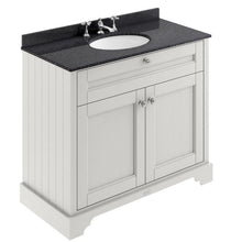 Load image into Gallery viewer, Hudson Reed Old London Bathroom Cabinet Vanity Unit & 3TH Marble Top Bathroom Basin, Timeless Sand - 1000x890mm Black Marble LOF479
