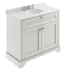 Load image into Gallery viewer, Hudson Reed Old London Bathroom Cabinet Vanity Unit & 3TH Marble Top Bathroom Basin, Timeless Sand - 1000x890mm Grey Marble LOF481