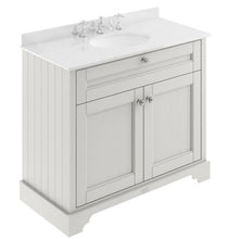 Load image into Gallery viewer, Hudson Reed Old London Bathroom Cabinet Vanity Unit & 3TH Marble Top Bathroom Basin, Timeless Sand - 1000x890mm White Marble LOF480